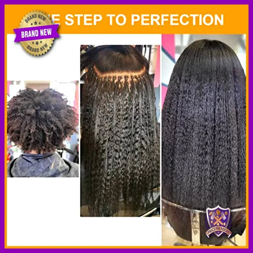Kinky Straight Micro Link Human Hair Extensions 18 Inches 100 Strands
